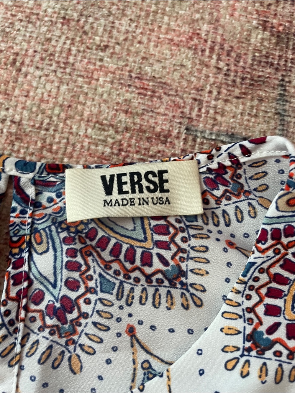 Sleeveless Medallion-Print Cream Camisole with Blue & Rust Accents - Picture 6 of 8